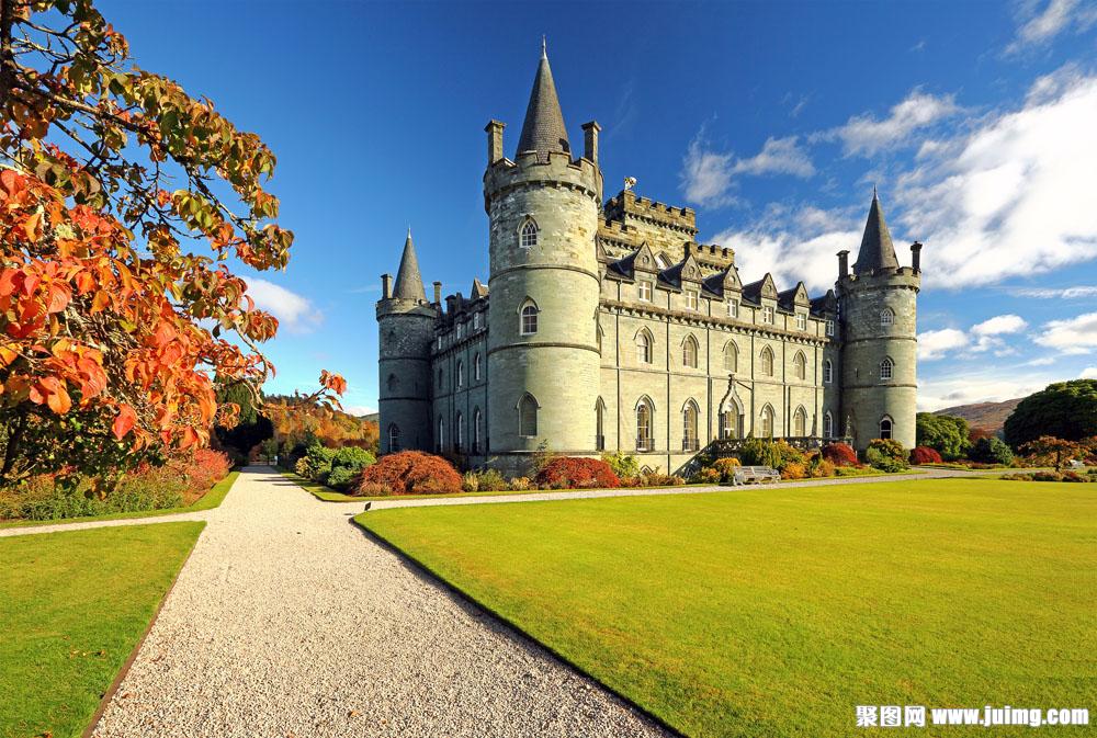 美丽的城堡庄园,城堡,古堡,草地风景,草坪,城堡建筑,古典建筑,古代