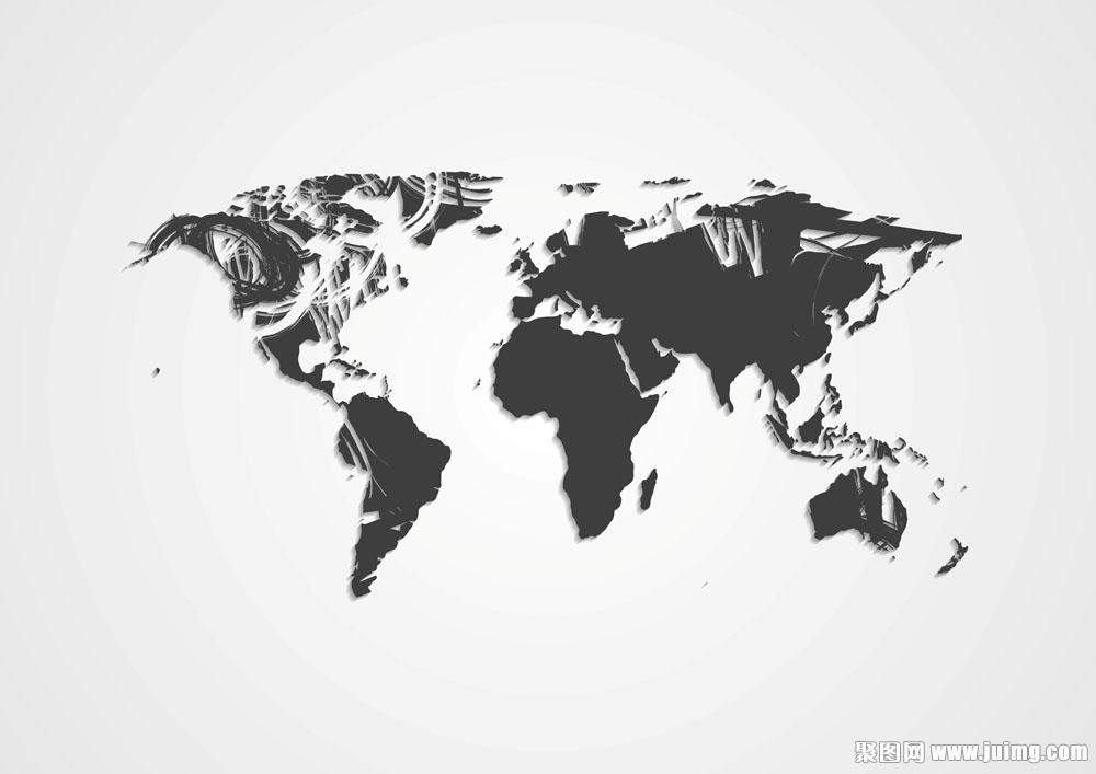 矢量单色抽象世界地图图片