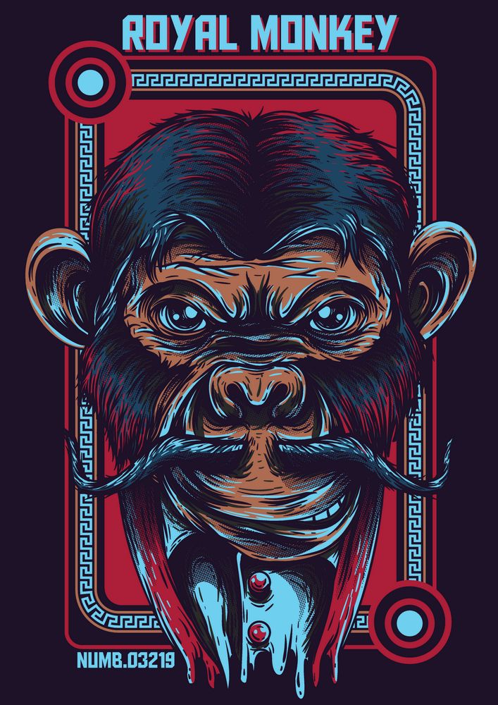 红色卡通猴子图案设计t恤
