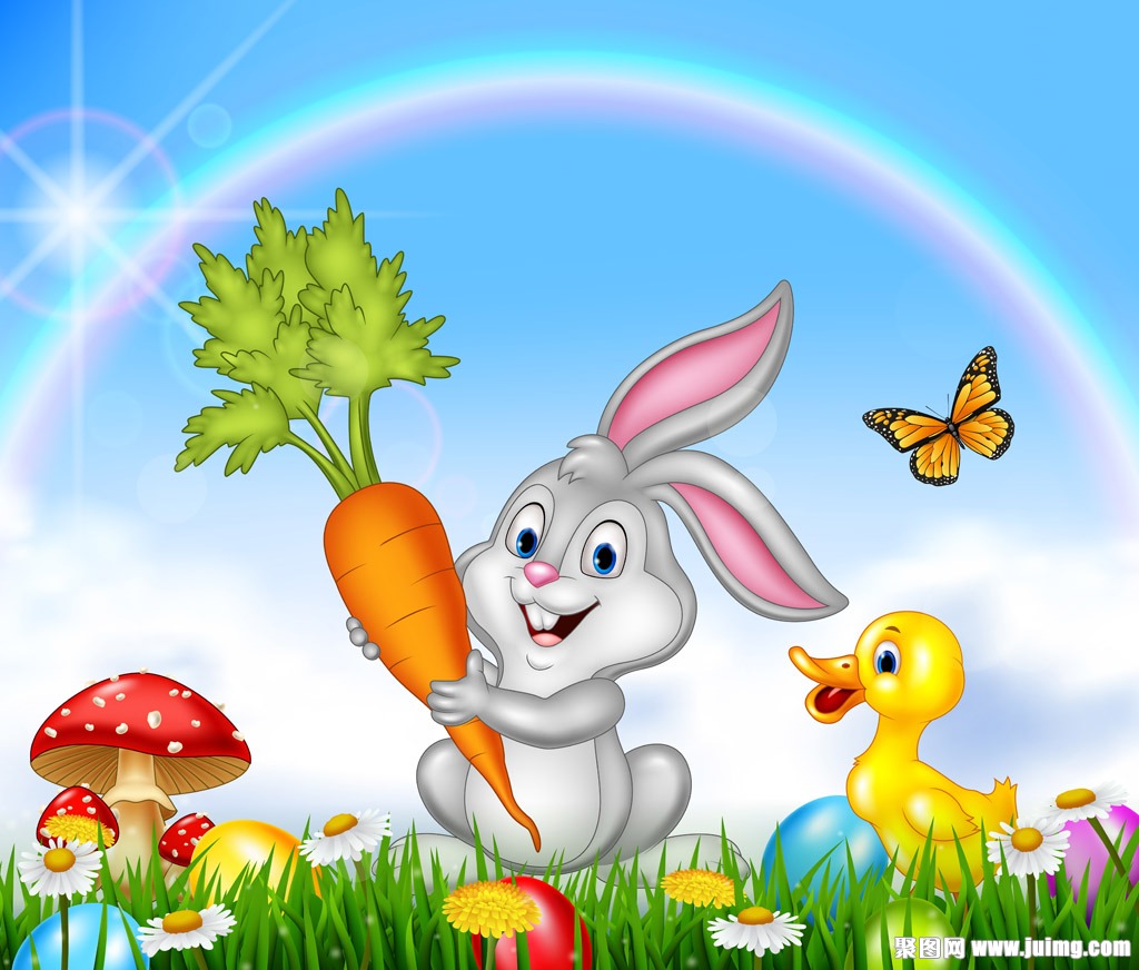 卡通兔子复活节背景