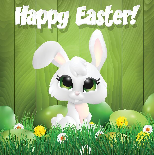 彩蛋草地兔子绿色复活节背景